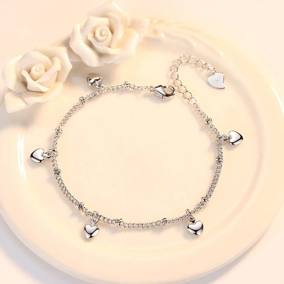 Jewelry - Dainty 925 Sterling Silver Heart Bracelet